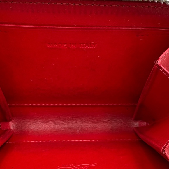 Christian Louboutin Beige & white Stud Embellished Compact Wallet / Cardholder - Picture 8 of 9